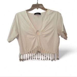 Akira Cream Beaded Women's Top